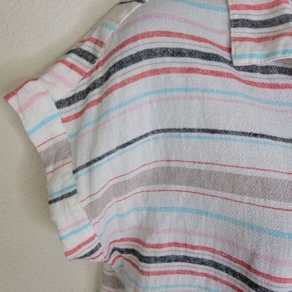 Weatherproof striped button-down Linen Blend Blouse top Size small - Picture 3 of 7